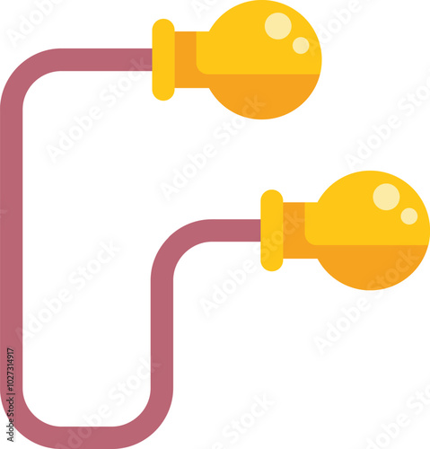 Two vintage streetlights are hanging on a cable against a white background