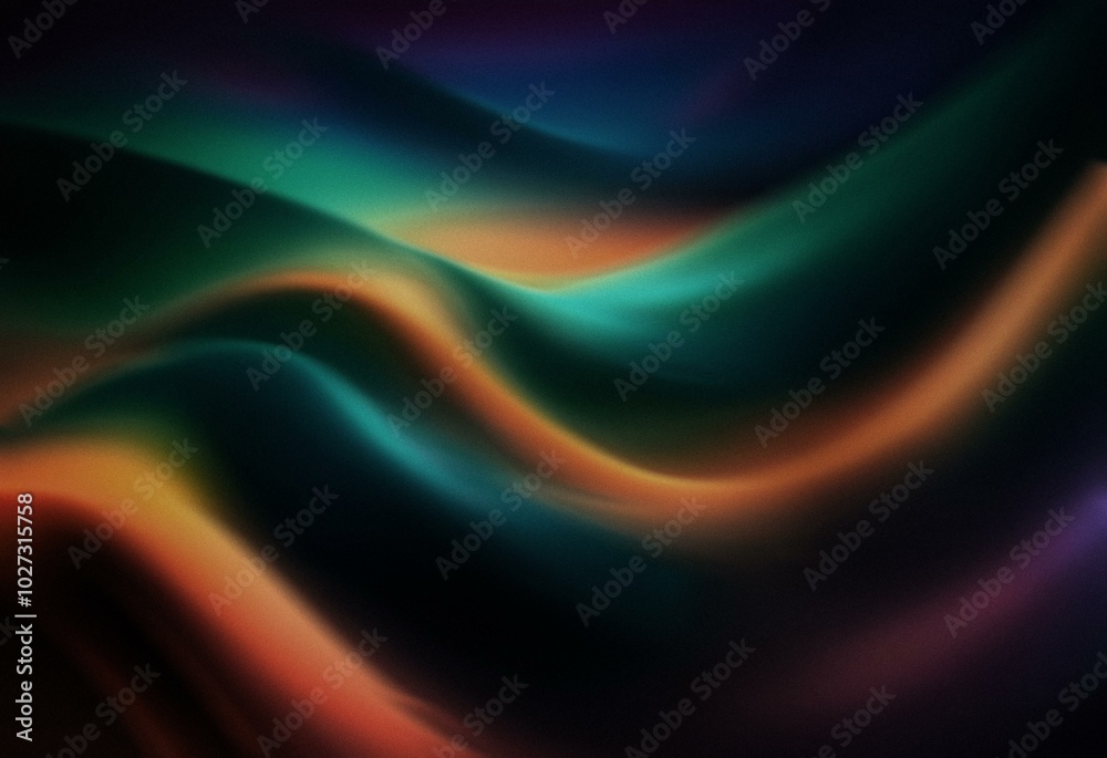 Abstract grainy gradient design with flowing, wavy lines on a dark background. Abstract grainy gradient design with flowing, wavy lines on a dark background.