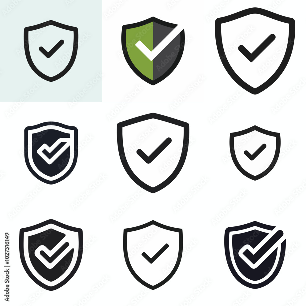 collection of checkmark icon logo on white background