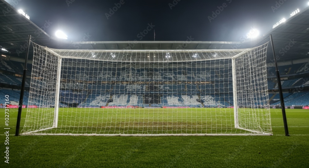 Fototapeta premium Empty Soccer Goal in Stadium