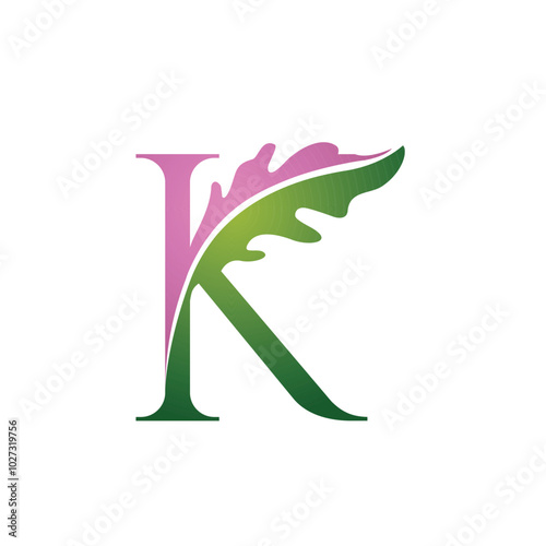 Vector Single Letter K Nature Logo photo