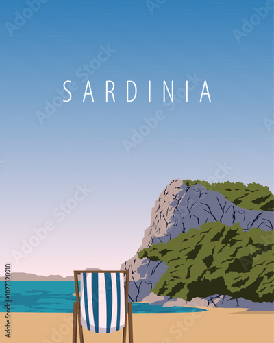 Sardinia travel poster, banner