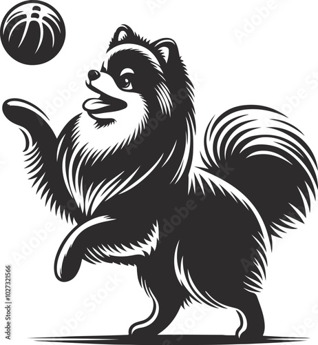 Wallpaper Mural Portrait of a Pomeranian Dog Vector isolated on white background Dog Silhouettes. Torontodigital.ca