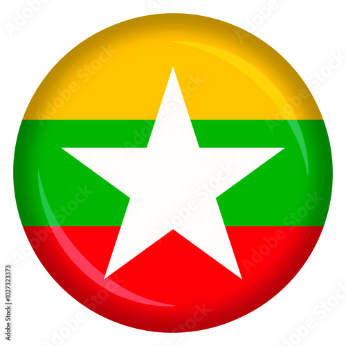 Myanmar national flag circle pin and badge