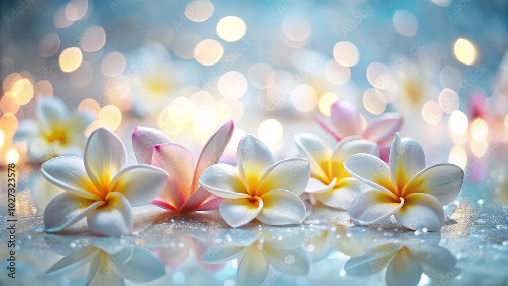 Dreamlike frangipani blossoms scatter on the ground, creating a whimsical floral landscape that evokes a sense of wonder and enchantment in nature's serene beauty. Dreamlike frangipani blossoms scatter on the ground, creating a whimsical floral landscape that evokes a sense of wonder and enchantment in nature's serene beauty.