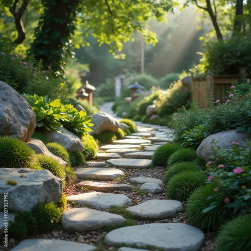 stone path in garden