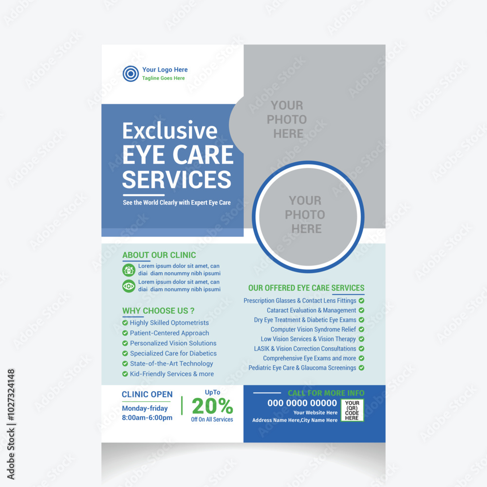 Professional Optometrist Eye Care Flyer design layout Professional Optometrist Eye Care Flyer design layout