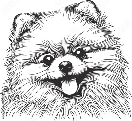Cute pomeranian dog sketch hand drawn in Vector illustration.