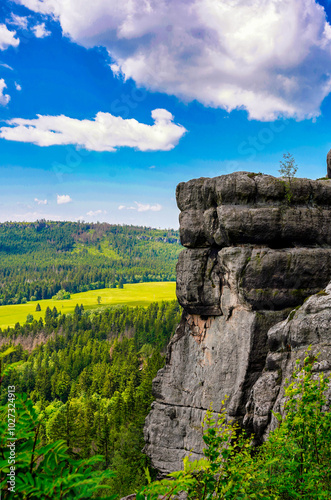 Rock Formation Against a Picturesque Landscape