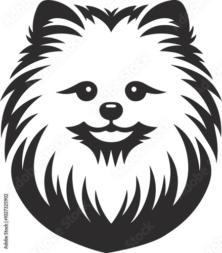 Portrait of a Pomeranian Dog Vector isolated on white background Dog Silhouettes.