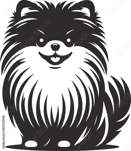 Portrait of a Pomeranian Dog Vector isolated on white background Dog Silhouettes.