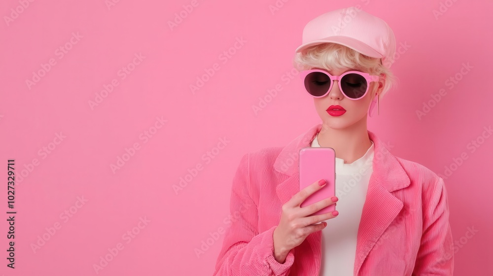 A person in 80s fashion holding a modern smartphone, confused by present-day technology, celebrating Pretend To Be A Time Traveler Day A person in 80s fashion holding a modern smartphone, confused by present-day technology, celebrating Pretend To Be A Time Traveler Day