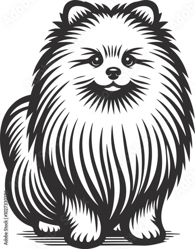 Portrait of a Pomeranian Dog Vector isolated on white background Dog Silhouettes.