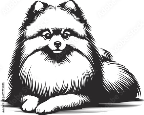 Portrait of a Pomeranian Dog Vector isolated on white background Dog Silhouettes.