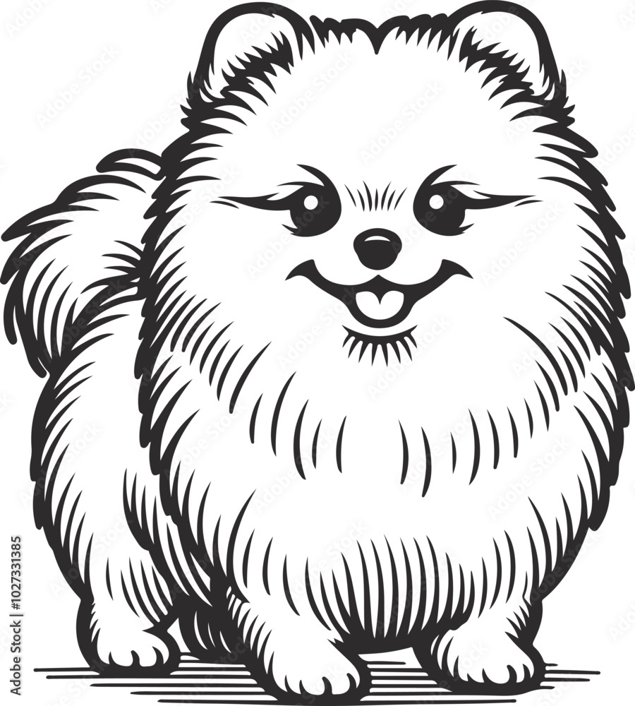 Fototapeta premium Cute pomeranian dog sketch hand drawn in Vector illustration.