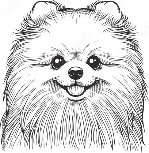 Cute pomeranian dog sketch hand drawn in Vector illustration.