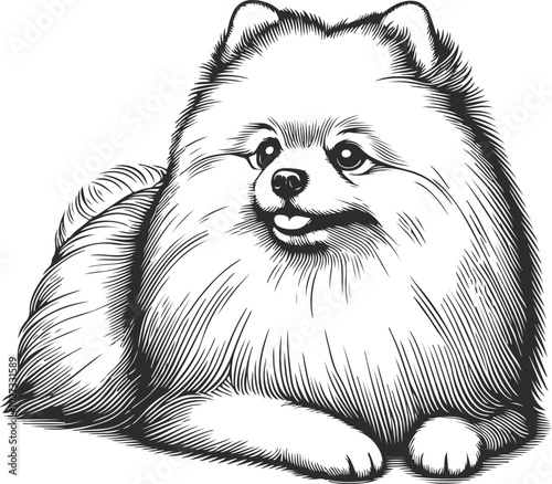 Cute pomeranian dog sketch hand drawn in Vector illustration.