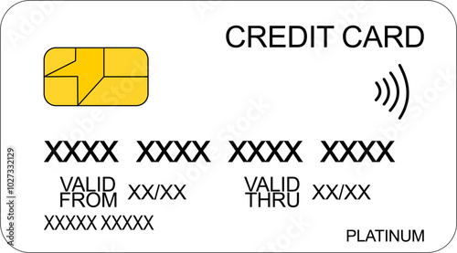 A credit card isolated on a white background, Credit cards offer a convenient way to borrow money for purchases, with benefits like rewards and fraud protection