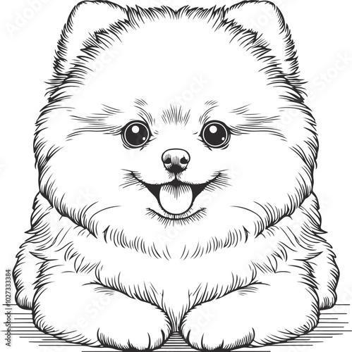 Cute pomeranian dog sketch hand drawn in Vector illustration.