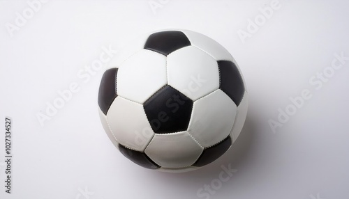 Classic Black and White Soccer Ball on Clean Surface. Perfect for Sports, Fitness, and Athletic-Themed Marketing and Editorial Concepts