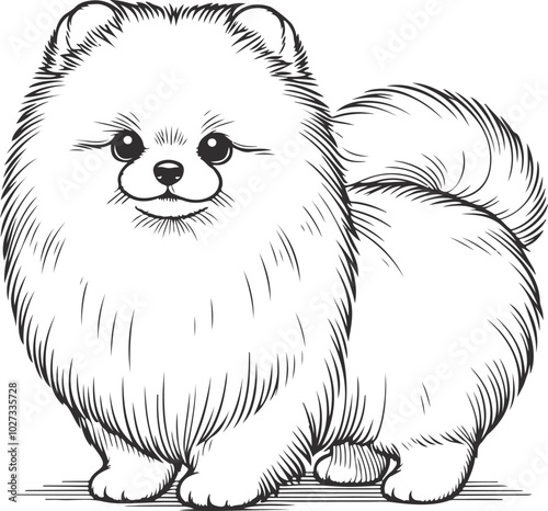 Cute pomeranian dog sketch hand drawn in Vector illustration.