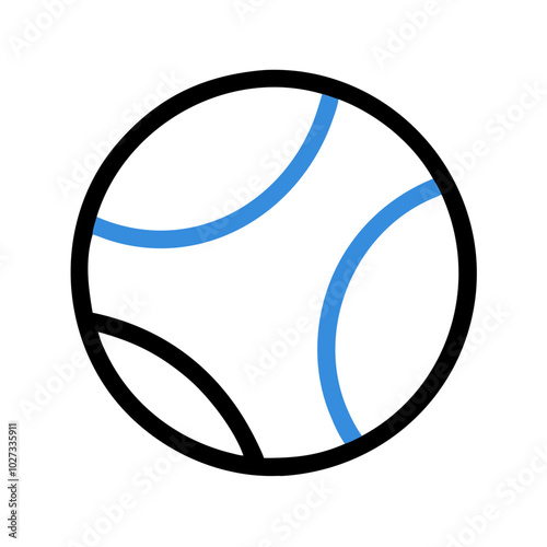 Tennis Ball Icon in Black and Blue for Racket Sports