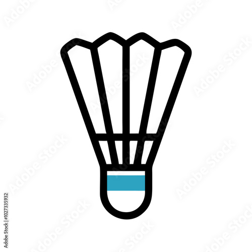 Shuttlecock Icon in Black and Blue for Badminton Sport