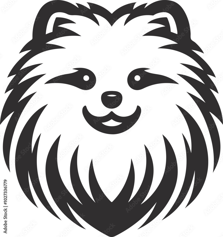Obraz premium Portrait of a Pomeranian Dog Vector isolated on white background Dog Silhouettes.