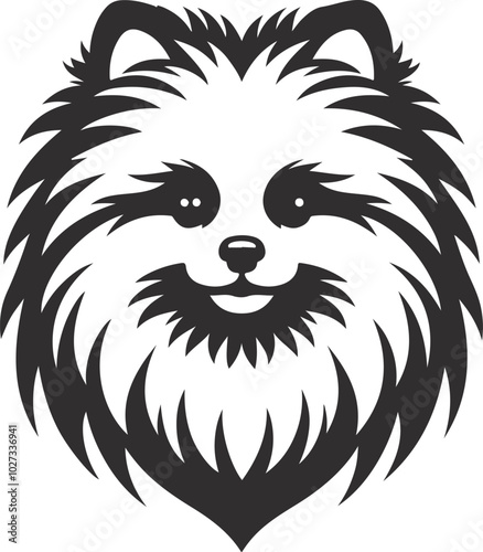 Portrait of a Pomeranian Dog Vector isolated on white background Dog Silhouettes.