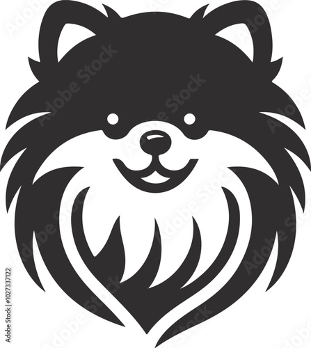 Portrait of a Pomeranian Dog Vector isolated on white background Dog Silhouettes.