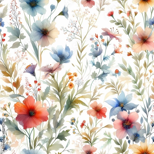 Wallpaper Mural watercolor wildflowers Torontodigital.ca