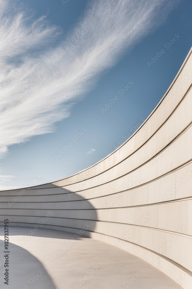 Obraz premium Elegant rooftop with curved wall for editorial shoot.