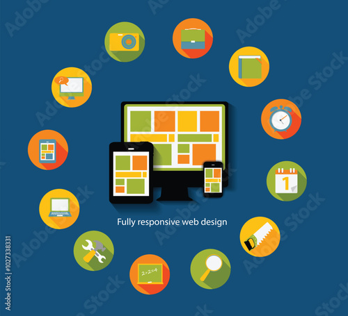 Modern Flat Icon Set for Web