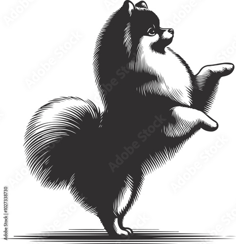 Portrait of a Pomeranian Dog Vector isolated on white background Dog Silhouettes.
