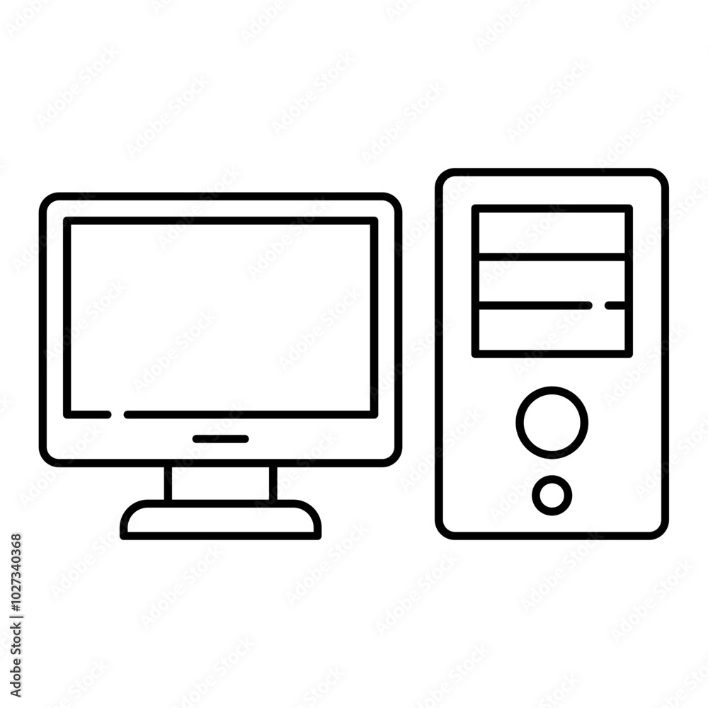 Desktop line icon. Desktop line icon.