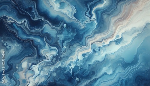 blue marble background with ombre effect and white veins,generative ai