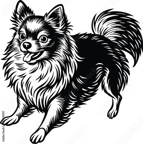 Portrait of a Pomeranian Dog Vector isolated on white background Dog Silhouettes.