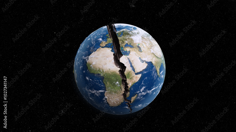 Obraz premium The Earth Cracks. earth split.