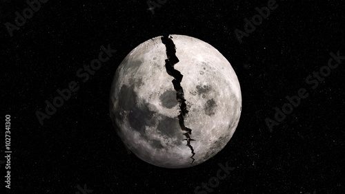 The moon cracks. earth split.