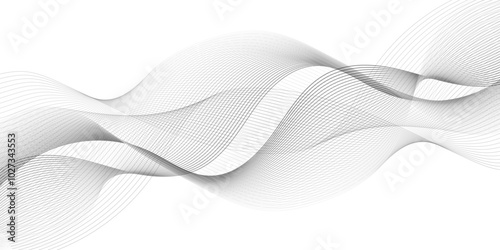 Abstract wave element for design. Digital frequency. Elegant abstract smooth swoosh speed gray wave modern stream. art background. Vector illustration. Wave with lines created using blend.