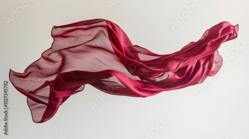 red satin fabric isolated on white