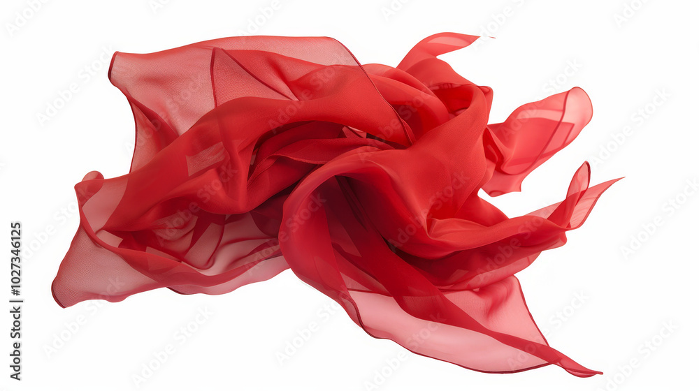 Fototapeta premium red satin fabric isolated on white