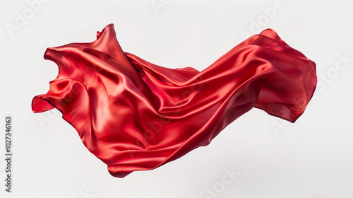 red satin fabric isolated on white