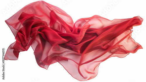 red satin fabric isolated on white