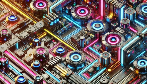 Multicolored Tech Wallpaper - Futuristic Hardware Generative AI