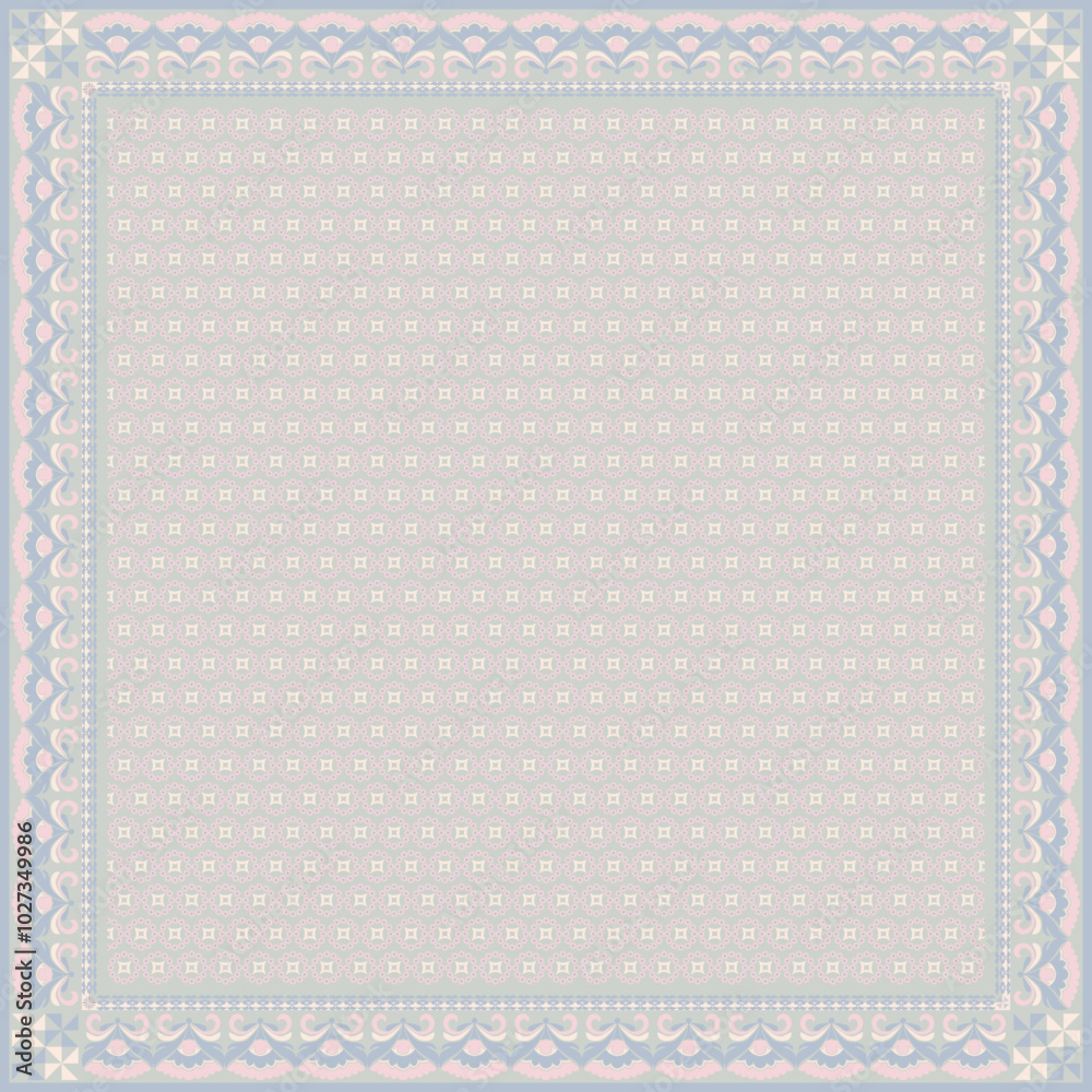 Hijab scarf flower abstract pattern.Ethnic geometric ornament with frame motif border hijab pattern.Design for fabric,print,scarves,shawl,kerchief,bandana,clothing,pareo,pillows,tablecloth,decoration. Hijab scarf flower abstract pattern.Ethnic geometric ornament with frame motif border hijab pattern.Design for fabric,print,scarves,shawl,kerchief,bandana,clothing,pareo,pillows,tablecloth,decoration.