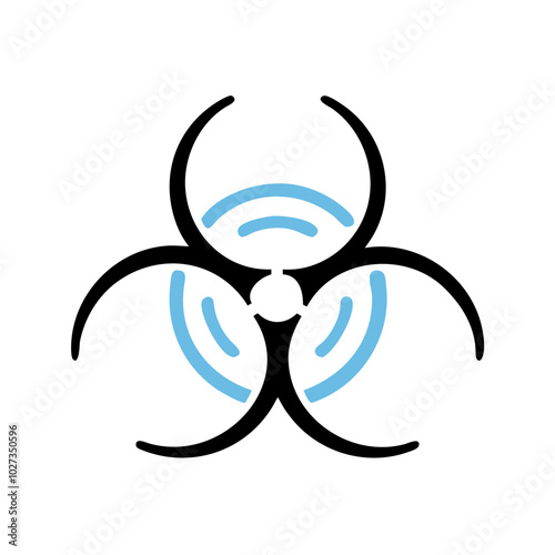 Biohazard Symbol Icon in Black and Blue for Warning and Safety Representation