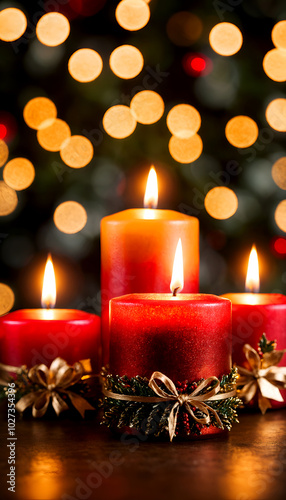 christmas candle and decorations