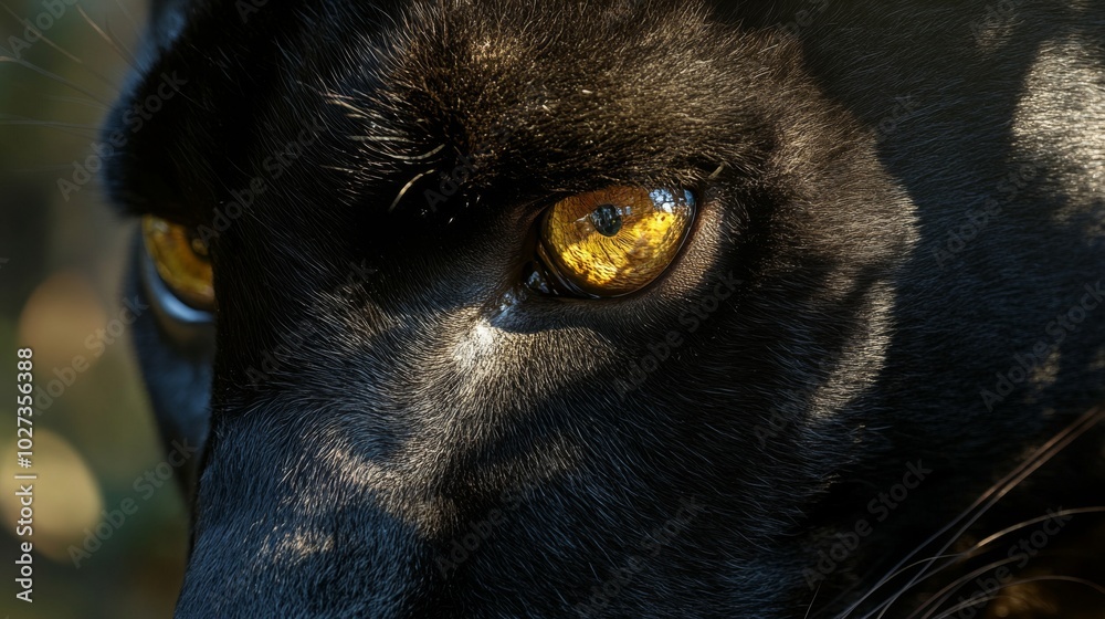 Close-up of a Black Panther's Golden Eye Close-up of a Black Panther's Golden Eye