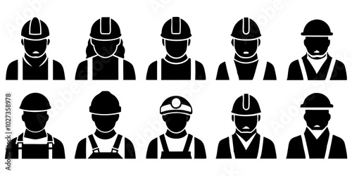 Silhouette of a Construction Worker in Hard Hat and Safety